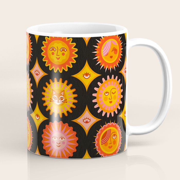 Sunshine Faces - Charcoal Coffee Mug Gallery Image 1