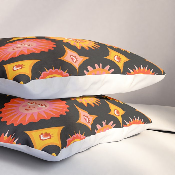 Sunshine Faces - Charcoal Pillow Sham Gallery Image 3