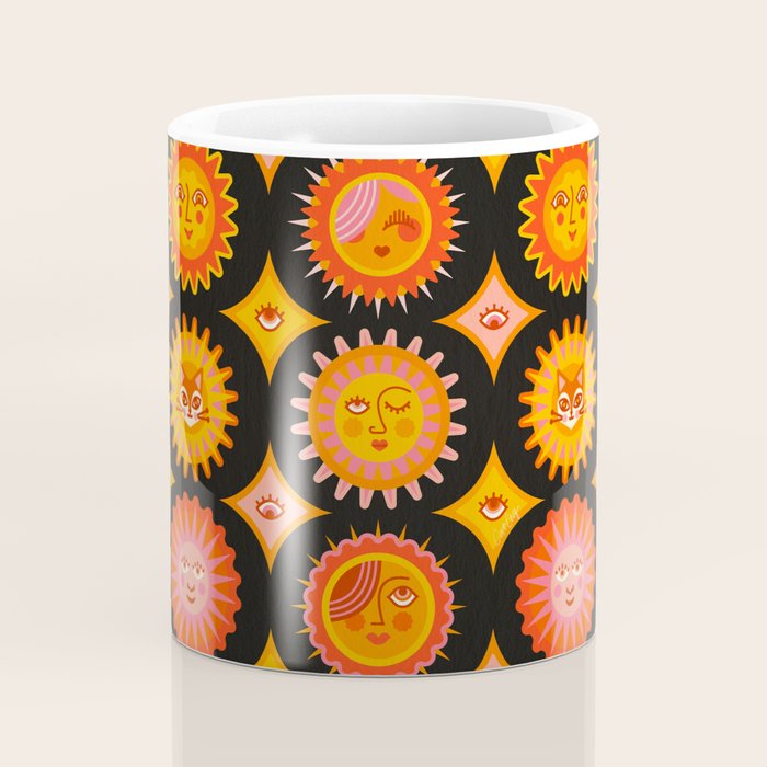 Sunshine Faces - Charcoal Coffee Mug Gallery Image 4