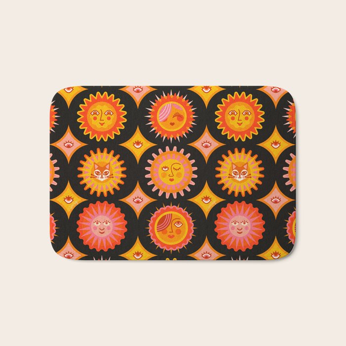 Sunshine Faces - Charcoal Bath Mat Gallery Image 1