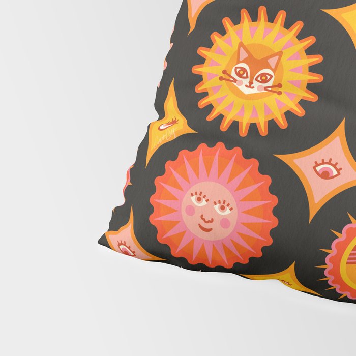 Sunshine Faces - Charcoal Pillow Sham Gallery Image 4