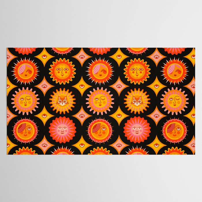 Sunshine Faces - Charcoal Tablecloth Gallery Image 2