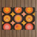 Sunshine Faces - Charcoal Outdoor Rug Gallery Image 1
