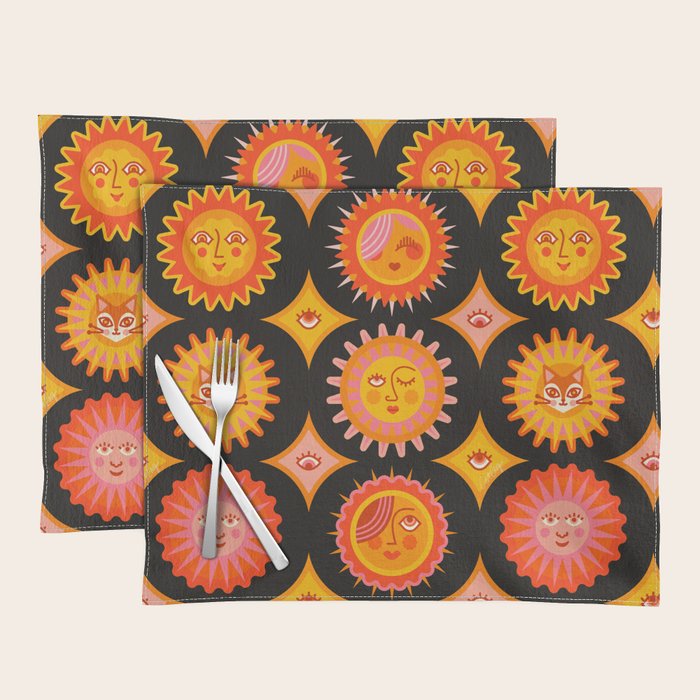 Sunshine Faces - Charcoal Placemat Gallery Image 1