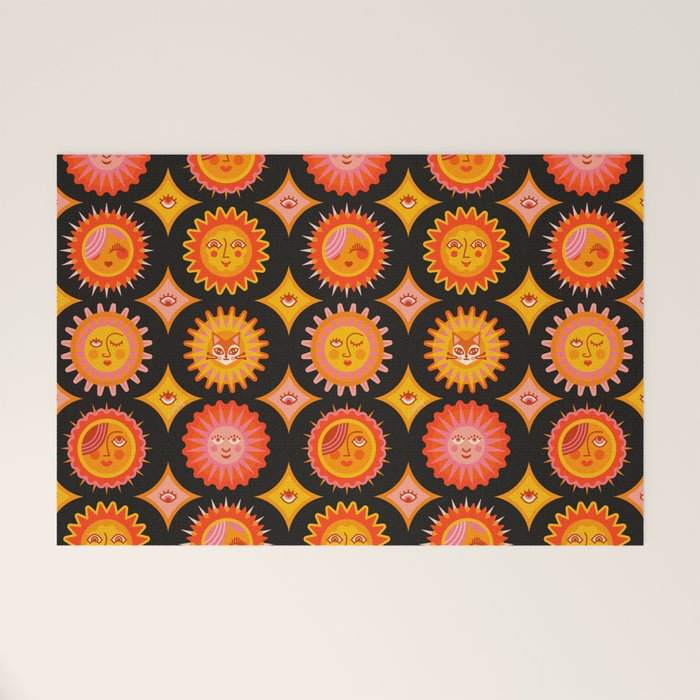 Sunshine Faces - Charcoal Welcome Mat Gallery Image 1