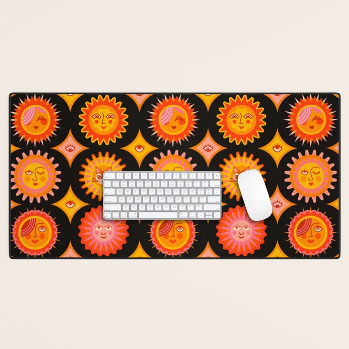 Sunshine Faces - Charcoal Desk Mat Gallery Image 1