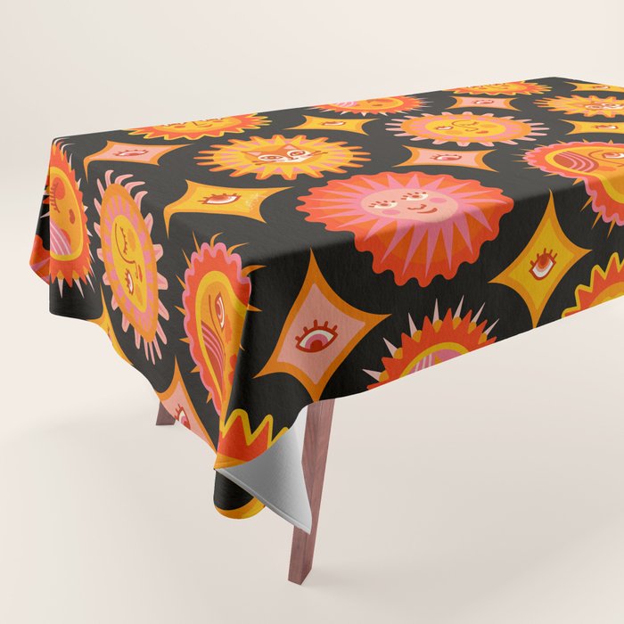 Sunshine Faces - Charcoal Tablecloth Gallery Image 1
