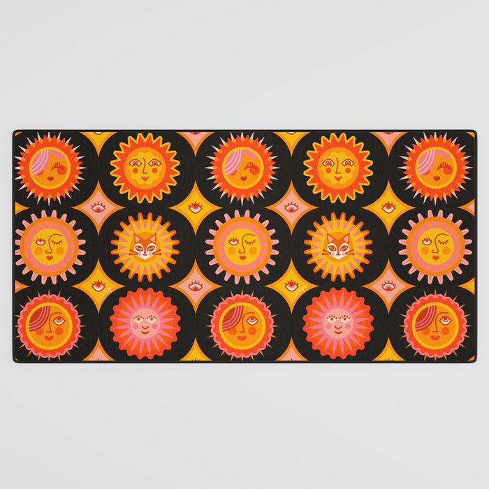 Sunshine Faces - Charcoal Desk Mat Gallery Image 3