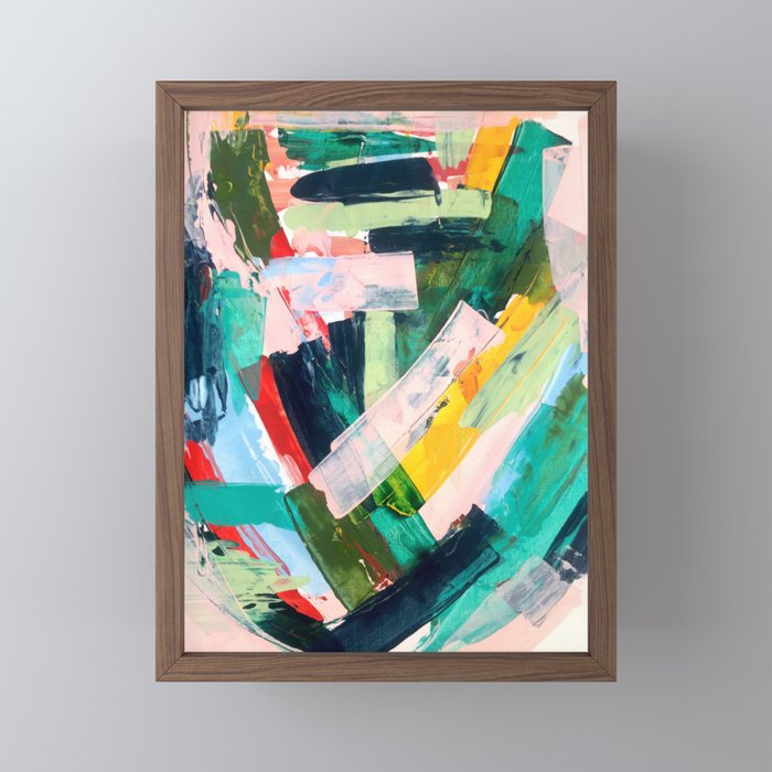 Livin' Easy - a bright abstract piece in blues, greens, yellow and red Mini Art Print Gallery Image 2