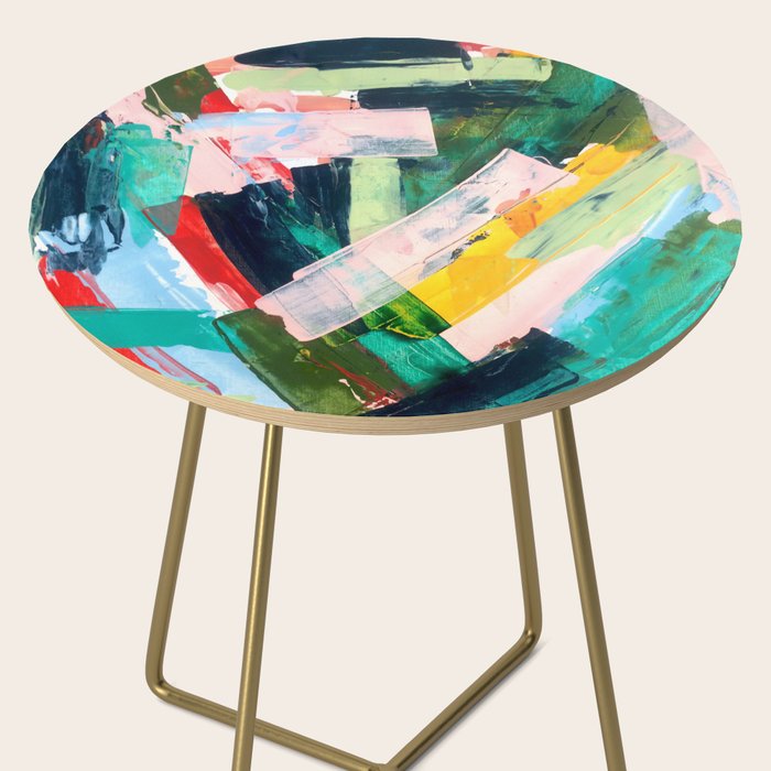Livin' Easy - a bright abstract piece in blues, greens, yellow and red Side Table Gallery Image 2