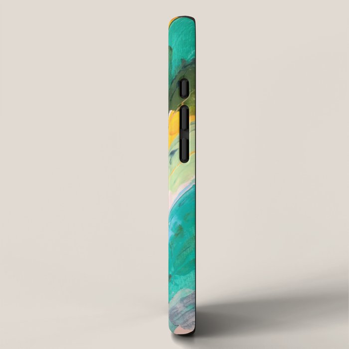 Livin' Easy - a bright abstract piece in blues, greens, yellow and red iPhone Case Gallery Image 2