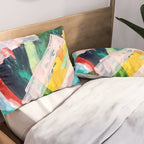 Livin' Easy - a bright abstract piece in blues, greens, yellow and red Pillow Sham Gallery Image 2