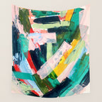Livin' Easy - a bright abstract piece in blues, greens, yellow and red Wall Tapestry Gallery Image 4