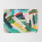 Livin' Easy - a bright abstract piece in blues, greens, yellow and red Rug Gallery Image 2