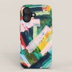 Livin' Easy - a bright abstract piece in blues, greens, yellow and red iPhone Case Gallery Image 1
