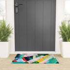 Livin' Easy - a bright abstract piece in blues, greens, yellow and red Welcome Mat Gallery Image 3