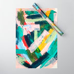 Livin' Easy - a bright abstract piece in blues, greens, yellow and red Wrapping Paper Gallery Image 1