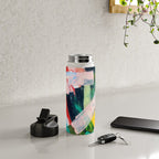 Livin' Easy - a bright abstract piece in blues, greens, yellow and red Water Bottle Gallery Image 5