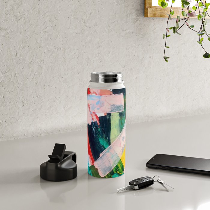 Livin' Easy - a bright abstract piece in blues, greens, yellow and red Water Bottle Gallery Image 5