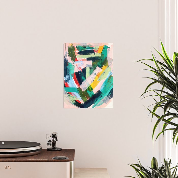 Livin' Easy - a bright abstract piece in blues, greens, yellow and red Poster Gallery Image 2