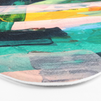 Livin' Easy - a bright abstract piece in blues, greens, yellow and red Bath Mat Gallery Image 3