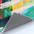 Livin' Easy - a bright abstract piece in blues, greens, yellow and red Rug Gallery Image 4