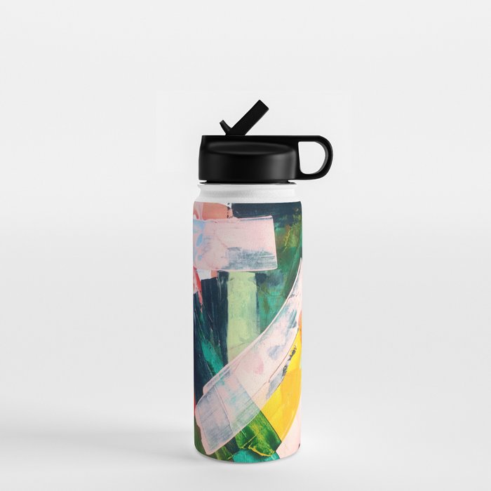 Livin' Easy - a bright abstract piece in blues, greens, yellow and red Water Bottle Gallery Image 1