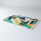 Livin' Easy - a bright abstract piece in blues, greens, yellow and red Rug Gallery Image 3