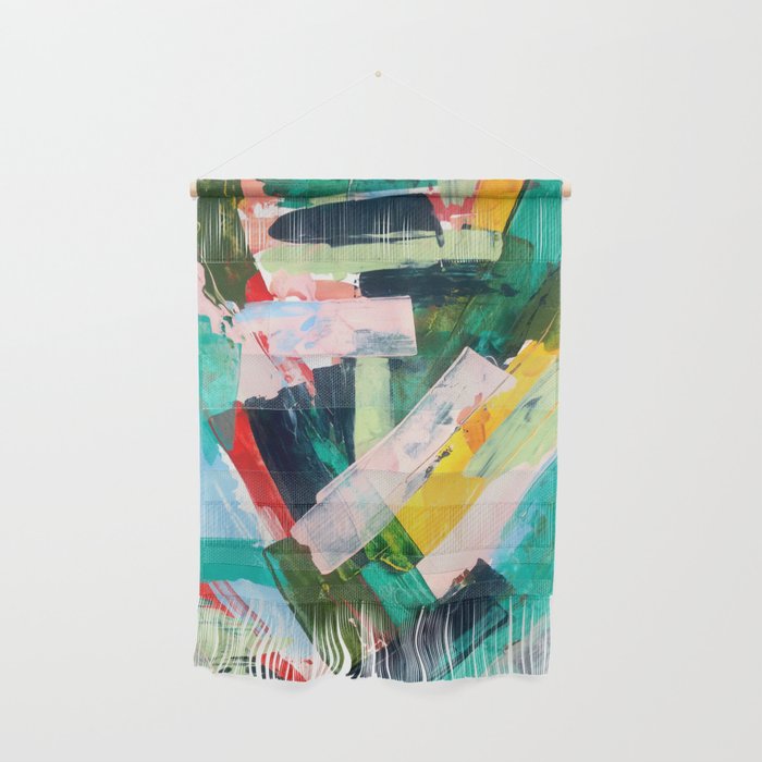 Livin' Easy - a bright abstract piece in blues, greens, yellow and red Wall Hanging Gallery Image 1