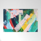 Livin' Easy - a bright abstract piece in blues, greens, yellow and red Welcome Mat Gallery Image 1