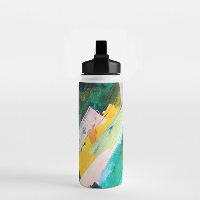 Livin' Easy - a bright abstract piece in blues, greens, yellow and red Water Bottle Gallery Image 2