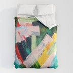 Livin' Easy - a bright abstract piece in blues, greens, yellow and red Comforter Gallery Image 6