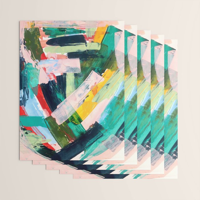 Livin' Easy - a bright abstract piece in blues, greens, yellow and red Wrapping Paper Gallery Image 3