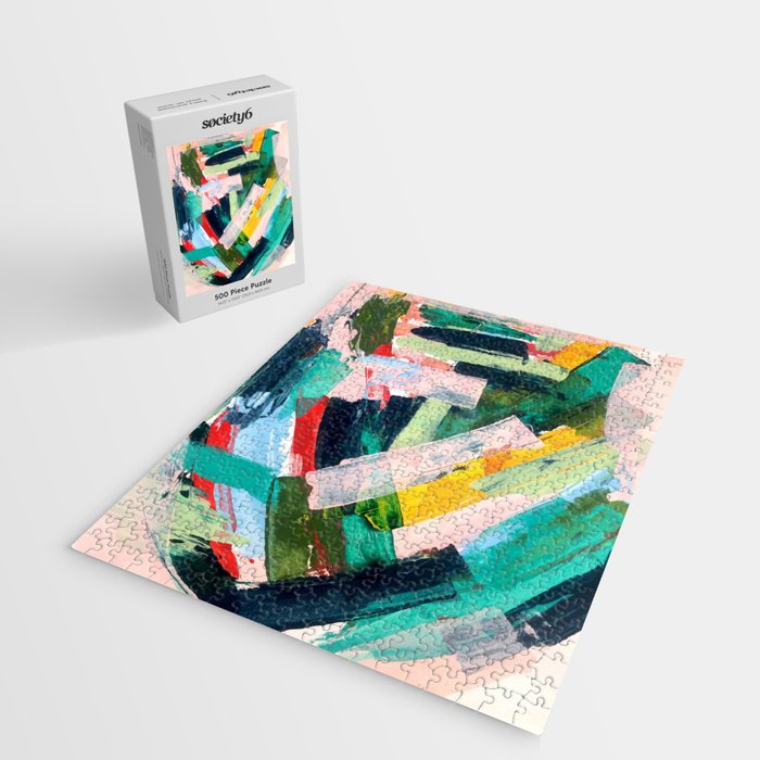 Livin' Easy - a bright abstract piece in blues, greens, yellow and red Jigsaw Puzzle Gallery Image 2