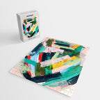 Livin' Easy - a bright abstract piece in blues, greens, yellow and red Jigsaw Puzzle Gallery Image 2
