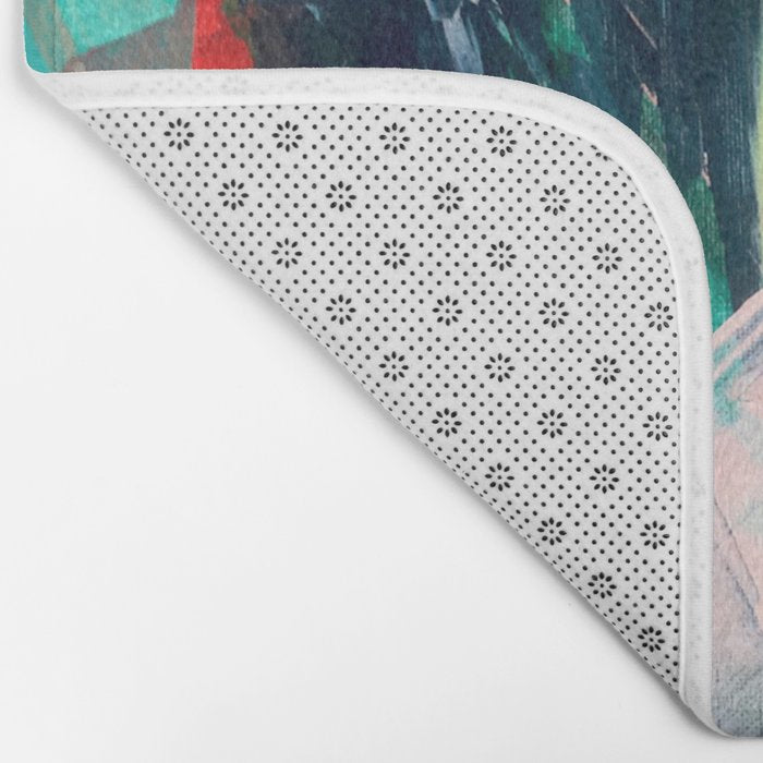 Livin' Easy - a bright abstract piece in blues, greens, yellow and red Bath Mat Gallery Image 2