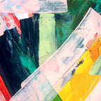 Livin' Easy - a bright abstract piece in blues, greens, yellow and red Coffee Mug Gallery Image 2