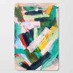 Livin' Easy - a bright abstract piece in blues, greens, yellow and red Cutting Board Gallery Image 1
