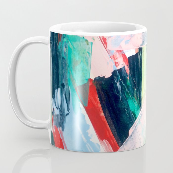 Livin' Easy - a bright abstract piece in blues, greens, yellow and red Coffee Mug Gallery Image 3