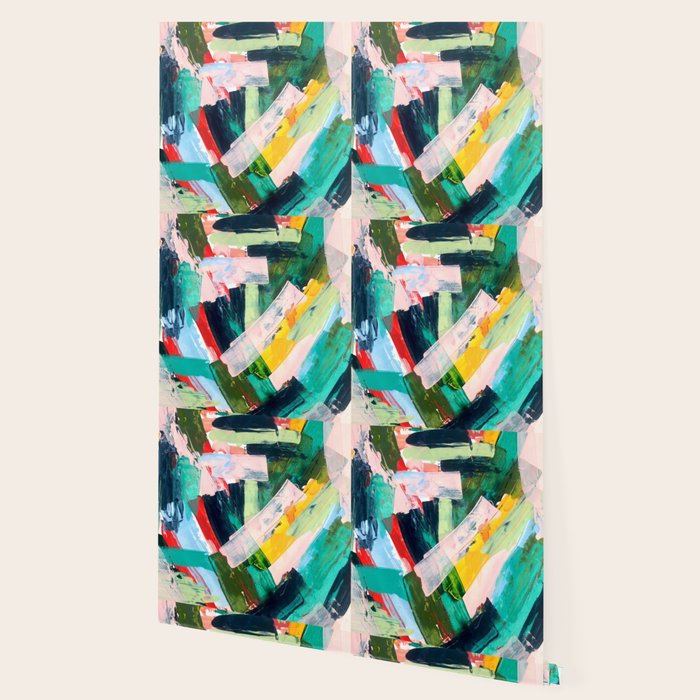 Livin' Easy - a bright abstract piece in blues, greens, yellow and red Wallpaper Gallery Image 2