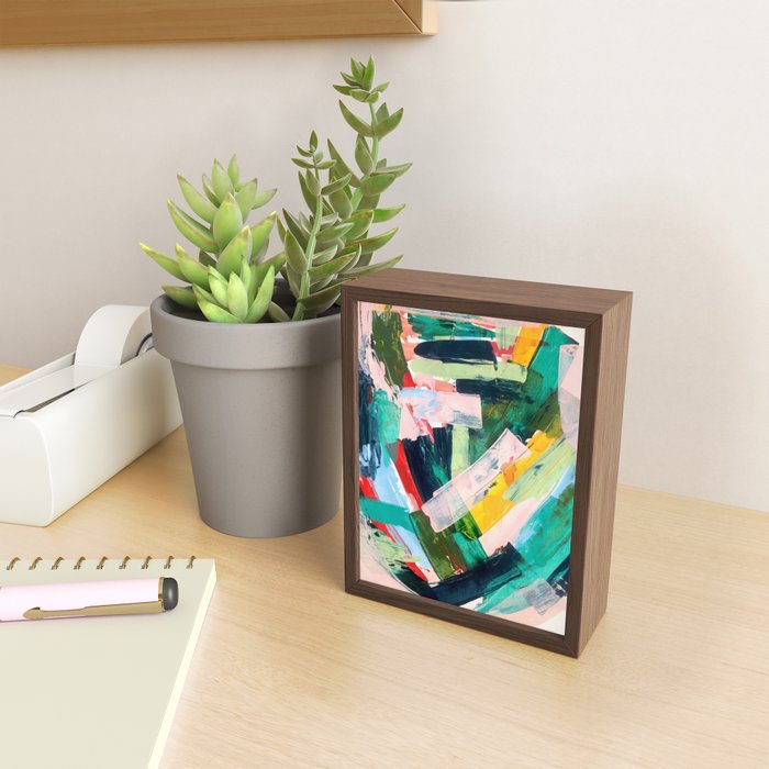 Livin' Easy - a bright abstract piece in blues, greens, yellow and red Mini Art Print Gallery Image 2