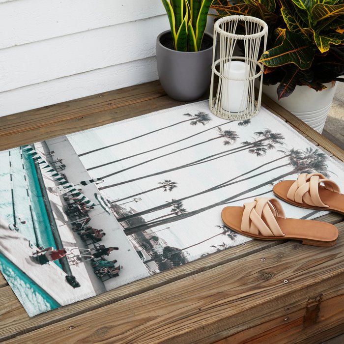 Pool and Palm Trees Outdoor Rug Gallery Image 2