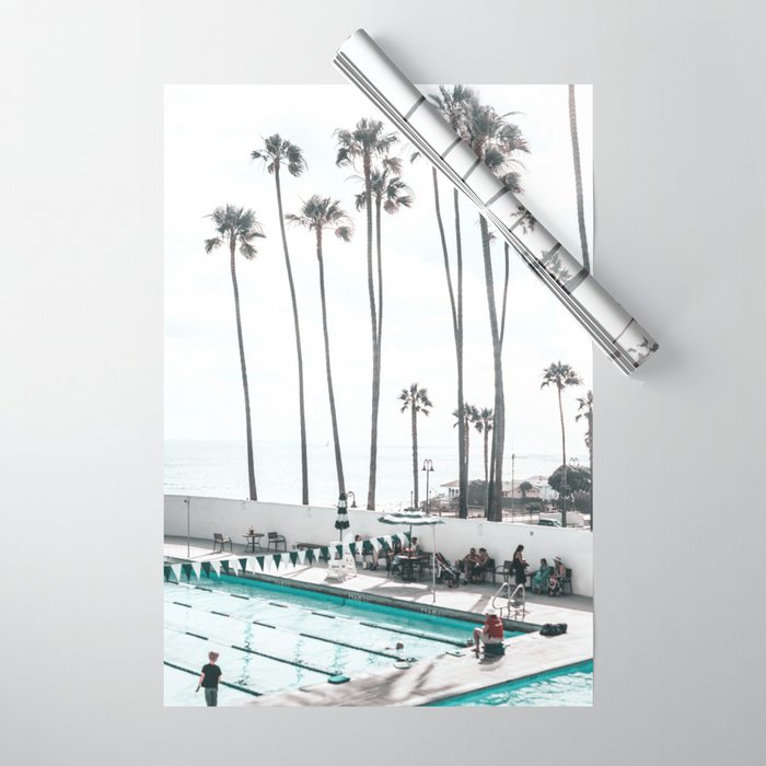 Pool and Palm Trees Wrapping Paper Gallery Image 1