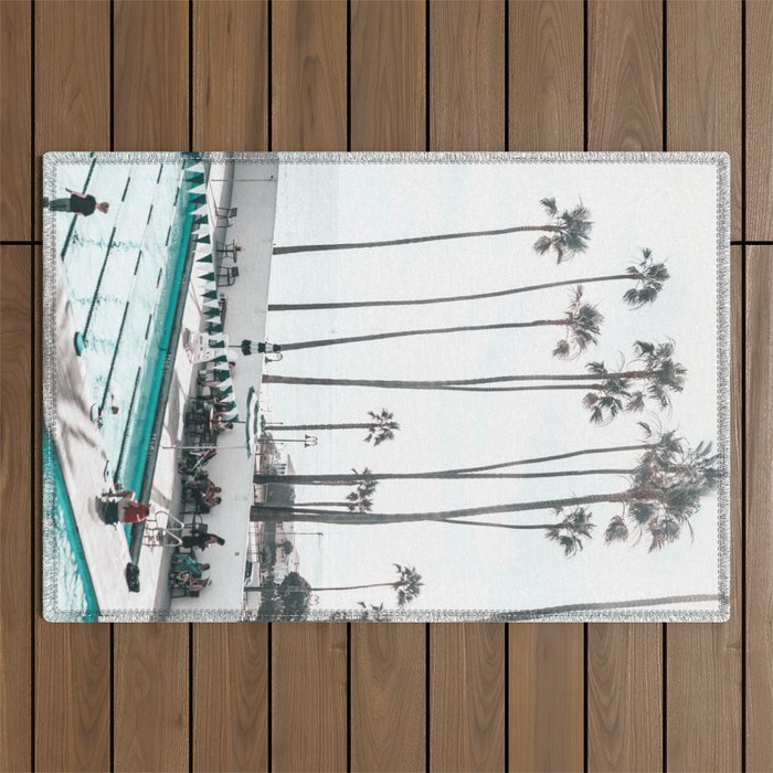 Pool and Palm Trees Outdoor Rug Gallery Image 1