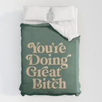 YOUâRE DOING GREAT BITCH vintage green cream Duvet Cover Gallery Image 6