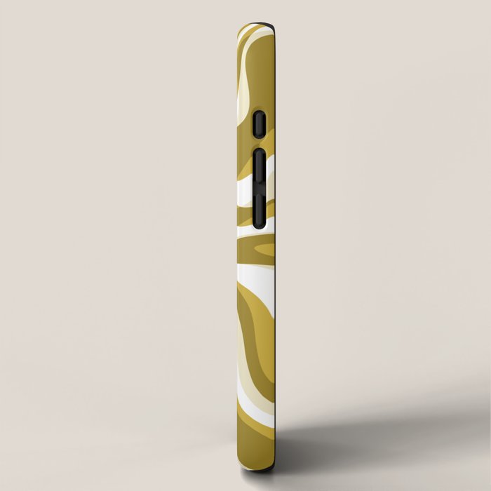 Trippy Glitch Retro Liquid Swirl Psychedelic Dark Mustard Abstract Pattern  iPhone Case Gallery Image 2