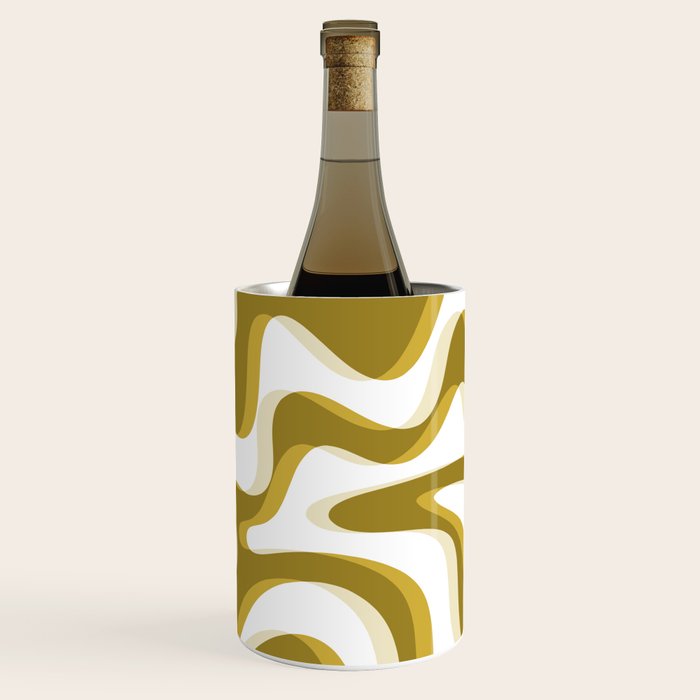 Trippy Glitch Retro Liquid Swirl Psychedelic Dark Mustard Abstract Pattern  Wine Chiller Gallery Image 3