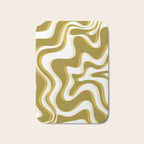 Trippy Glitch Retro Liquid Swirl Psychedelic Dark Mustard Abstract Pattern  Bath Mat Gallery Image 1