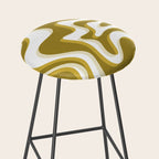 Trippy Glitch Retro Liquid Swirl Psychedelic Dark Mustard Abstract Pattern  Stool Gallery Image 2