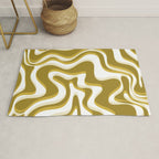 Trippy Glitch Retro Liquid Swirl Psychedelic Dark Mustard Abstract Pattern  Rug Gallery Image 1